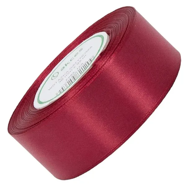 TASIEMKA WSTĄŻKA satynowa ciemna czerwona 38mm 32m