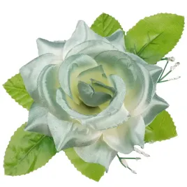 roza-satynowa-z-listkami-wyrobowa-szaro-biala