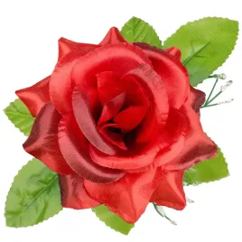 roza-satynowa-z-listkami-wyrobowa-pomarancz-braz