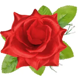 roza-satynowa-z-listkami-glowka-wyrobowa-czerwona