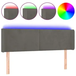 zaglowek-do-lozka-z-led-ciemnoszary-147x16x78-88-cm-aksamit