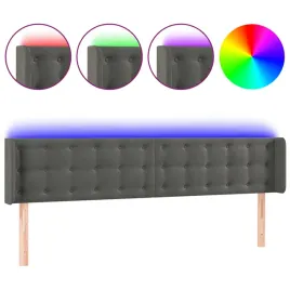 zaglowek-do-lozka-z-led-ciemnoszary-203x16x78-88-cm-aksamit