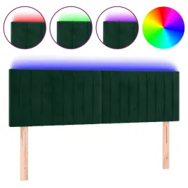 zaglowek-do-lozka-z-led-ciemnozielony-144x5x78-88-cm-aksamit