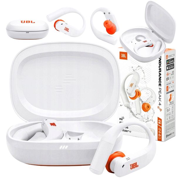 JBL Endurance Peak 4 słuchawki dokanałowe Bluetooth białe ANC IP68