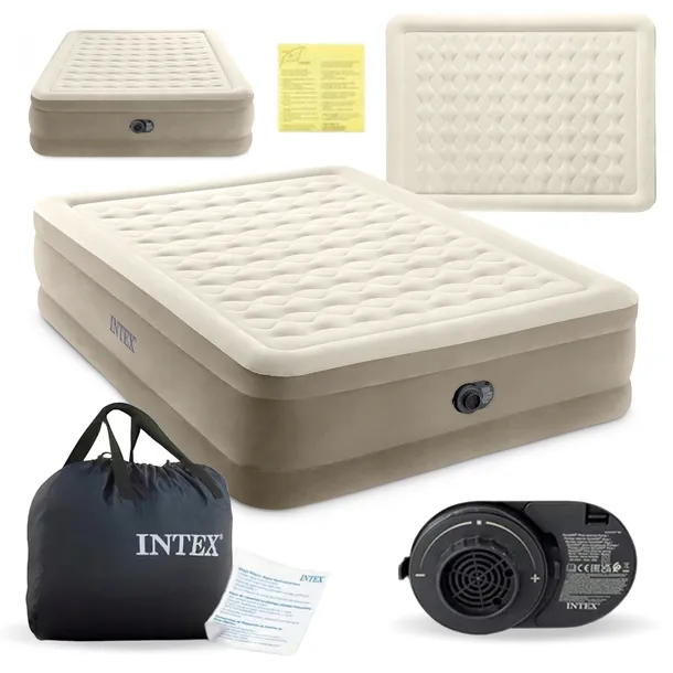 Materac dmuchany Intex dwuosobowy 203x152x46 cm wysoki Premium pompka