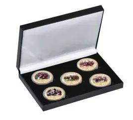 zestaw-5-pozlacanych-monet-pamiatkowych-bitwy-napoleona-w-pudelku