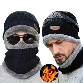 czapka-komin-szalik-zestaw-komplet-meski-zimowy-ocieplany-czarny
