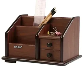 przybornik-na-biurko-drewniany-organizer-z-szufladkami-ii-gatunek