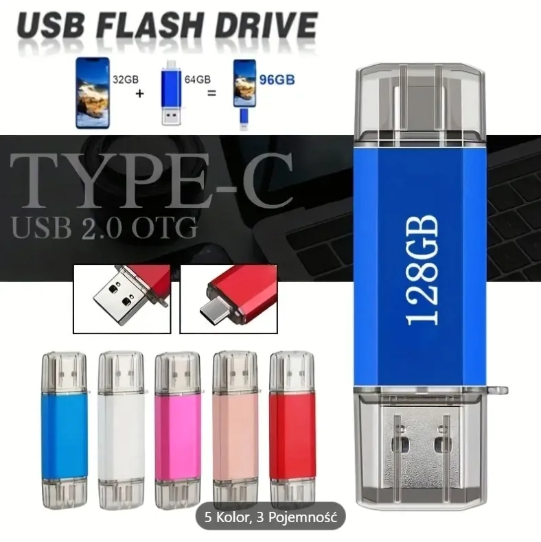 pendrive-128gb-pamiec-flash-usb-c-2w1-usb-2-0-rozne-kolory