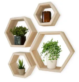 polki-drewniane-4szt-zestaw-polek-plaster-miodu-dikom-heksagon-loft-sosna