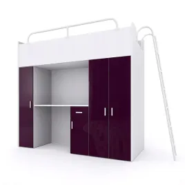 lozko-pietrowe-kiki-5-80x190-cm-z-biurkiem-i-drabinka-fioletowy-polysk