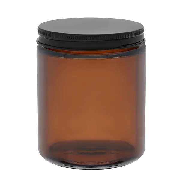 Słoik brązowy do świec 250 ml z czarną metalową nakrętką