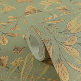 tapeta-winylowa-na-flizelinie-ginko-zlote-liscie-milorzebu-zielona-95-mb