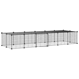 klatka-dla-zwierzat-z-bramka-28-paneli-czarna-35x35-cm-stal