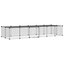 klatka-dla-zwierzat-z-bramka-28-paneli-czarna-35x35-cm-stal
