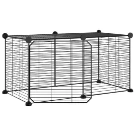 klatka-dla-zwierzat-z-bramka-8-paneli-czarna-35x35-cm-stal