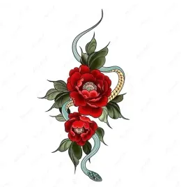 tatuaz-zmywalny-kwiat-roza-waz