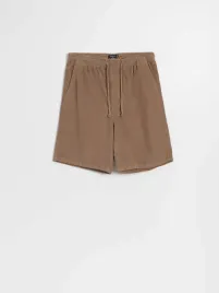 brazowe-bawelniane-sztruksowe-szorty-z-elastycznym-pasem-house-xxl