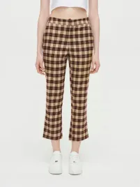 brazowe-spodnie-w-krate-house-xs