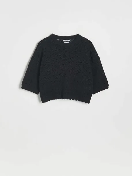 czarny-sweter-azurowy-reserved-m-kolor-czarny