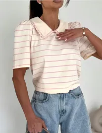 stylowa-bluzka-w-paski-z-kolnierzykiem-selfie-wanilia