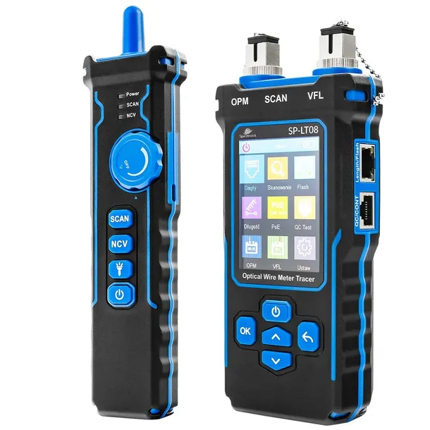 Tester światłowodów LAN POE OPM VFL Spacetronik SP-LT08 kabli sieciowych