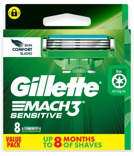 Gillette Mach 3 Sensitive Wkłady Ostrza Wymienne (8szt)