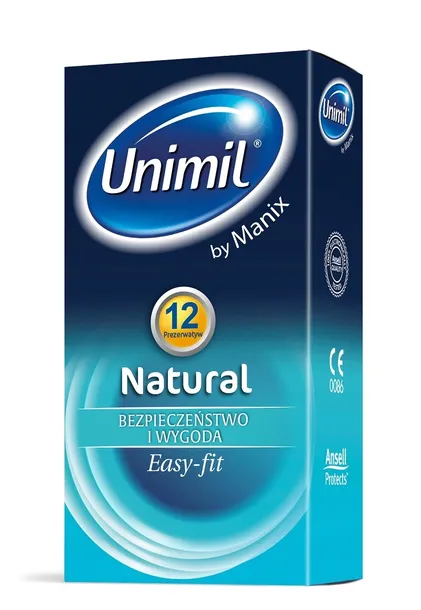 Prezerwatywy UNIMIL NATURAL+ klasyczne cienkie nawilżane 12 szt.