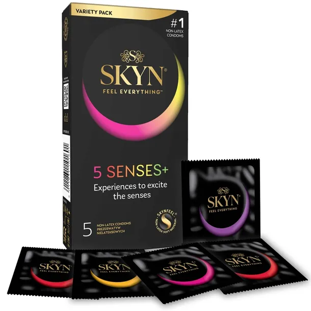 Prezerwatywy Skyn 5 SENSES mix rodzaje cienkie z wypustkami smakowe 5 szt.
