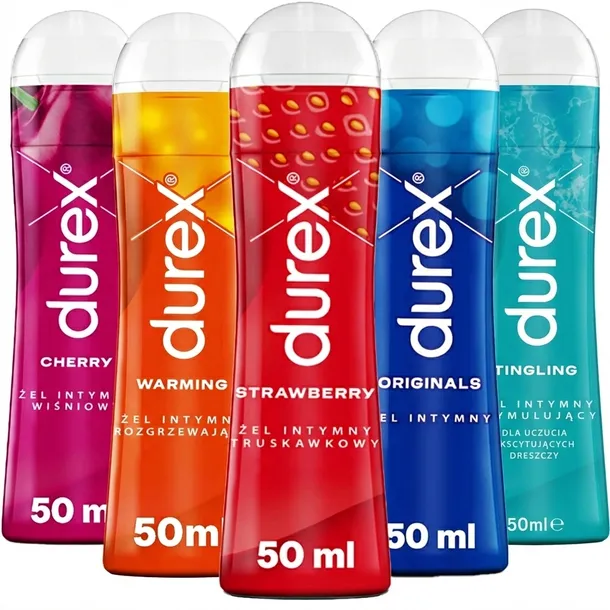 DUREX ŻEL NAWILŻAJĄCY STYMULUJĄCY SMAKOWY zestaw ŻELI mix różne rodzaje 5x