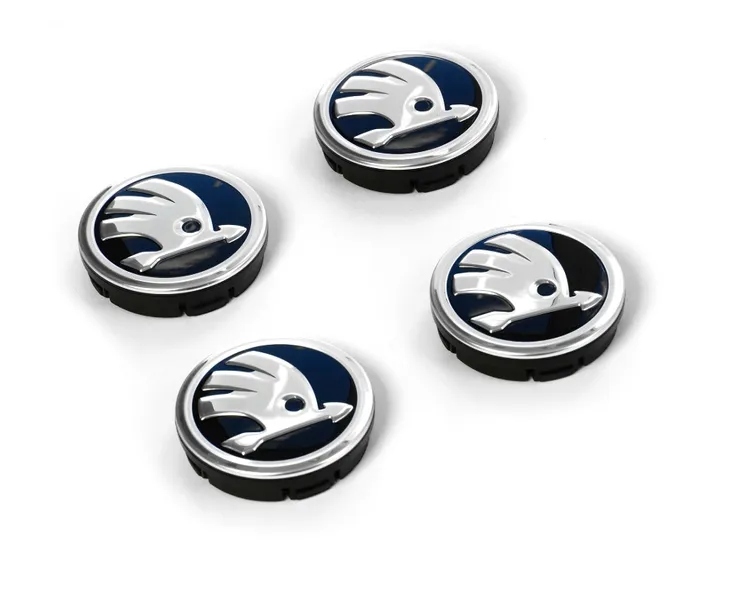 Zestaw 4 Sztuk Dekielków Alufelg Dekielek 56 mm Chrom Skoda OE