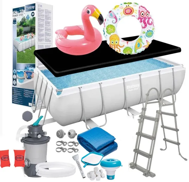 BASEN STELAŻOWY OGRODOWY BESTWAY 404x201x100cm+ mocna POMPA PIASKOWA GRATIS