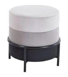 pufa-p8-fx-b-szara-okragla-na-metalowej-czarnej-podstawie