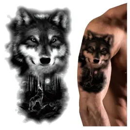 tatuaz-zmywalny-tymczasowy-wodny-wyjacy-wilk