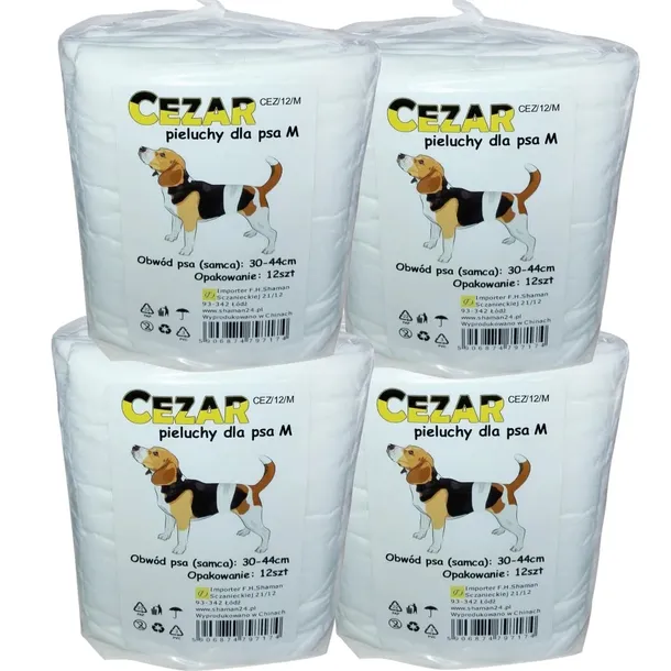 CEZAR Pieluchy pampersy dla psa samca 30-44 M 48szt
