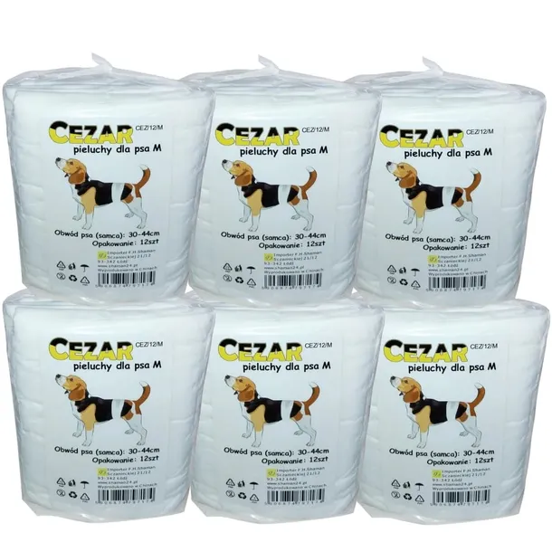 CEZAR Pieluchy pampersy dla psa samca 30-44 M 72szt