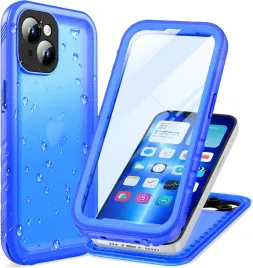 cozycase-etui-wodoodporne-do-iphone-14-pancerne-360-niebieskie-matowe