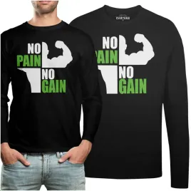 koszulka-long-napis-no-pain-no-gain-silownia