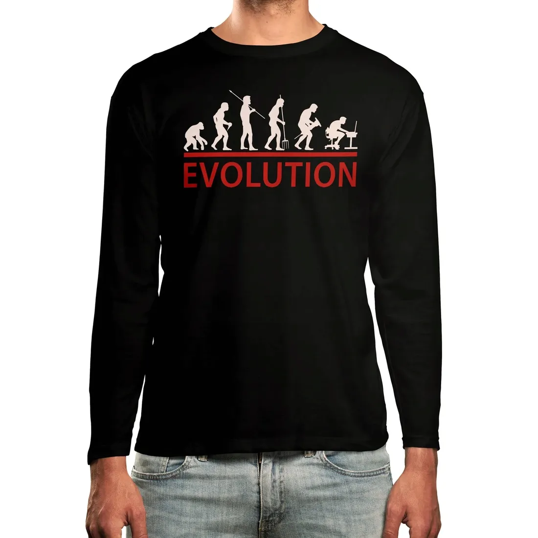 koszulka-long-grafika-evolution-super-prezent-stan-nowy
