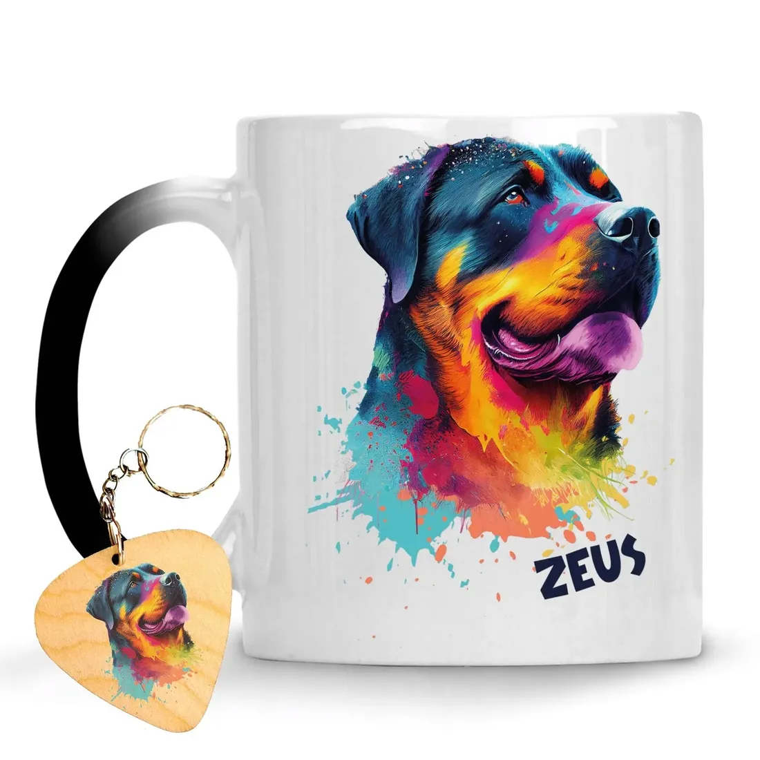 kubek-magiczny-pies-rotweiler-brelok-gratis