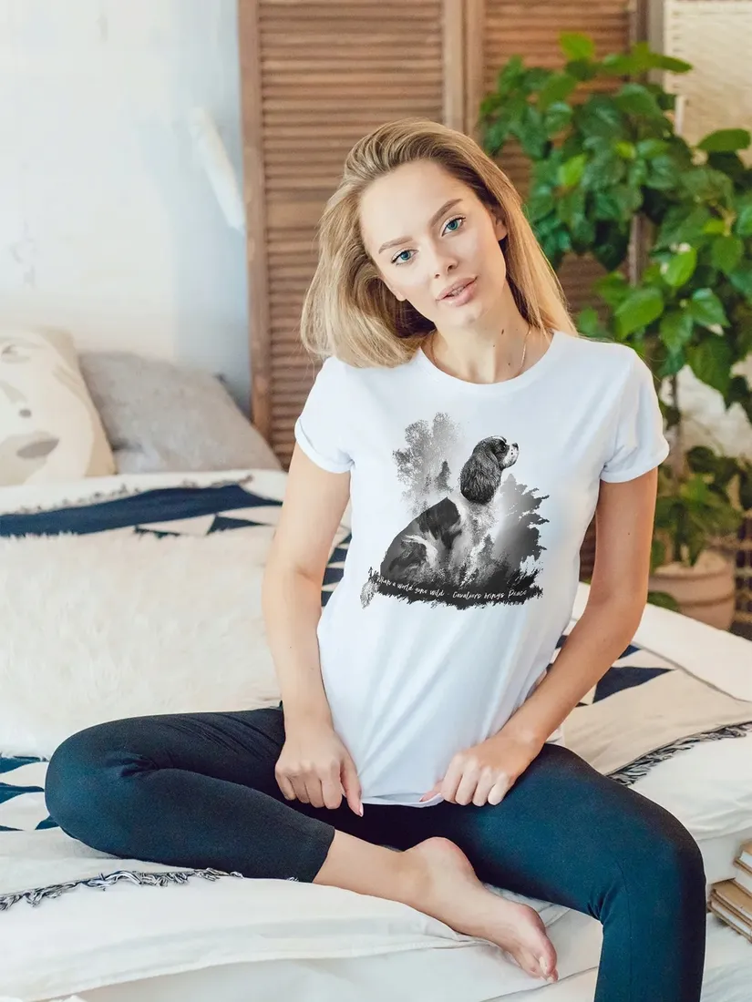 koszulka-damska-cavalier-rasa-psa-tshirt-z-psem-stan-nowy