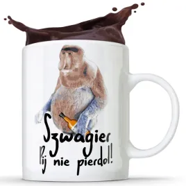 kubek-bialy-szwagier-pij-nie-prezent-smieszny