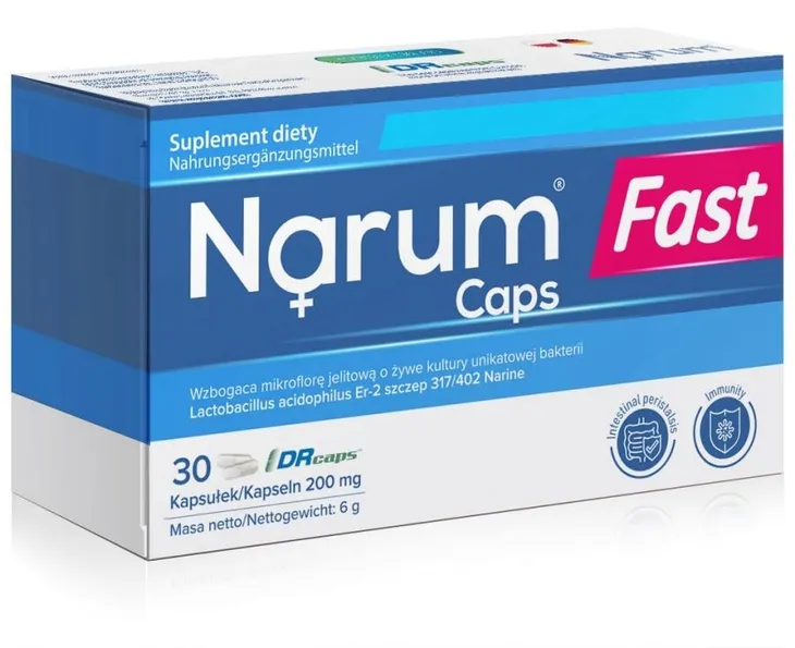 Narum Lab Narum Fast Caps 200mg zdrowe jelita, 30 kapsułek