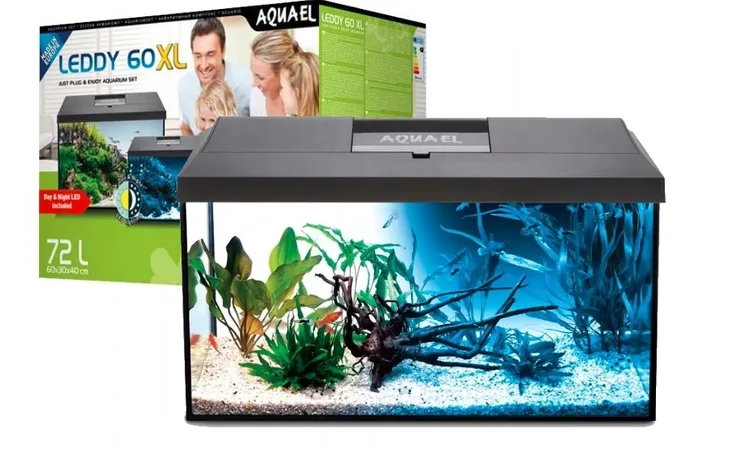 AQUAEL LEDDY SET 60 XL 72L Akwarium WYSOKIE Zestaw POKRYWA LED DayNight