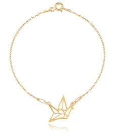 zlota-bransoletka-zuraw-ptak-origami-srebro-925