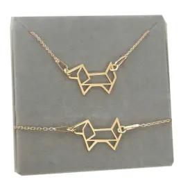 komplet-piesek-origami-celebrytka-srebro-925