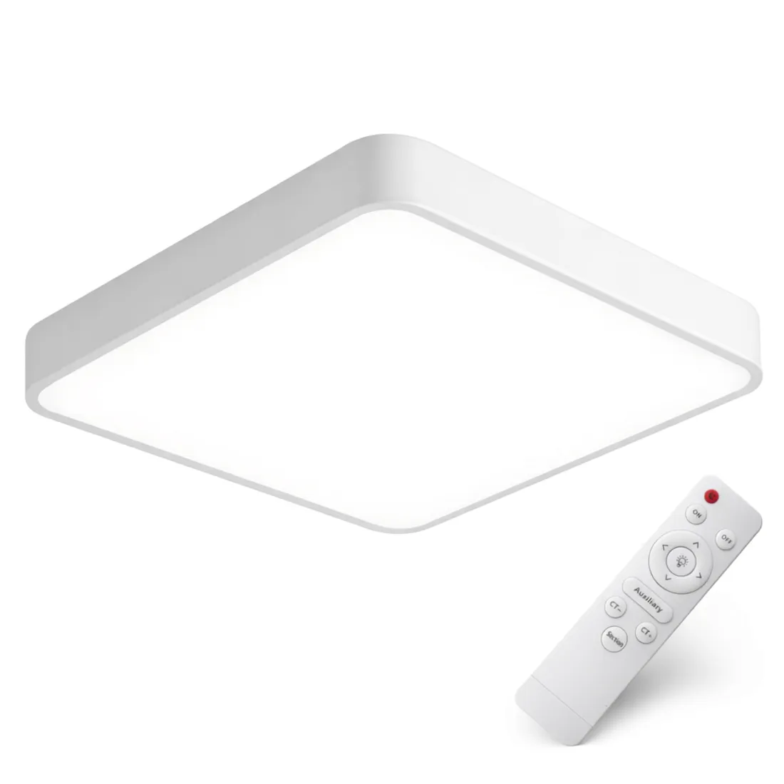 lampa-biala-kwadratowa-plafon-led-bialy-40cm-do-salonu-sypialni-pilot-stan-nowy