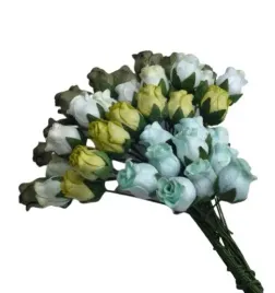 kwiaty-papierowe-roze-zamkniete-mix-zielony-40szt