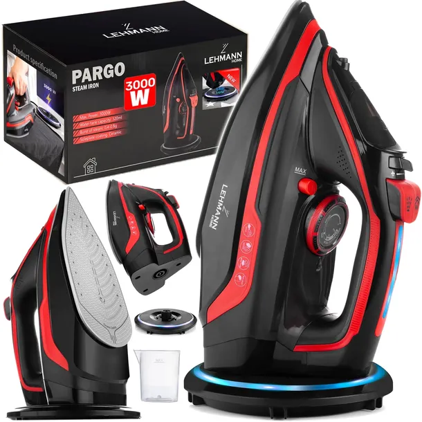 ŻELAZKO BEZPRZEWODOWE PAROWE DUŻA MOC 3000W CERAMICZNA POWŁOKA LEHMANN