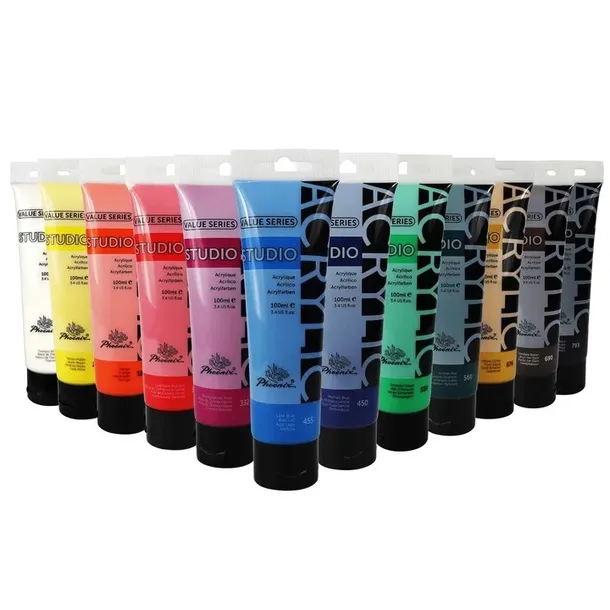 Farby Akrylowe 12 popularnych kolorów Zestaw Farb Akrylowych Farba 12x100ml